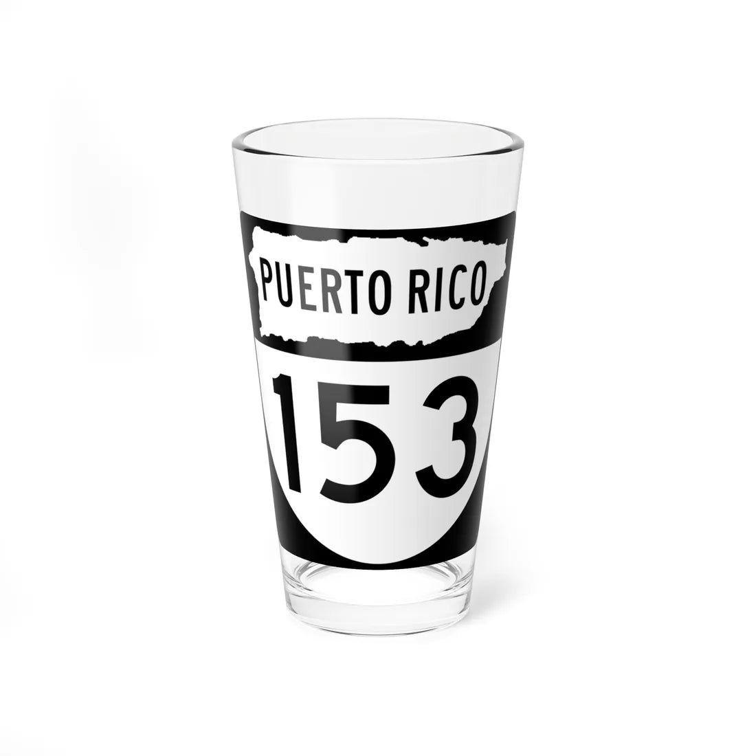 PR old 153 (Puerto Rico) (Road Sign) Pint Glass 16oz 16oz - Go Mug Yourself