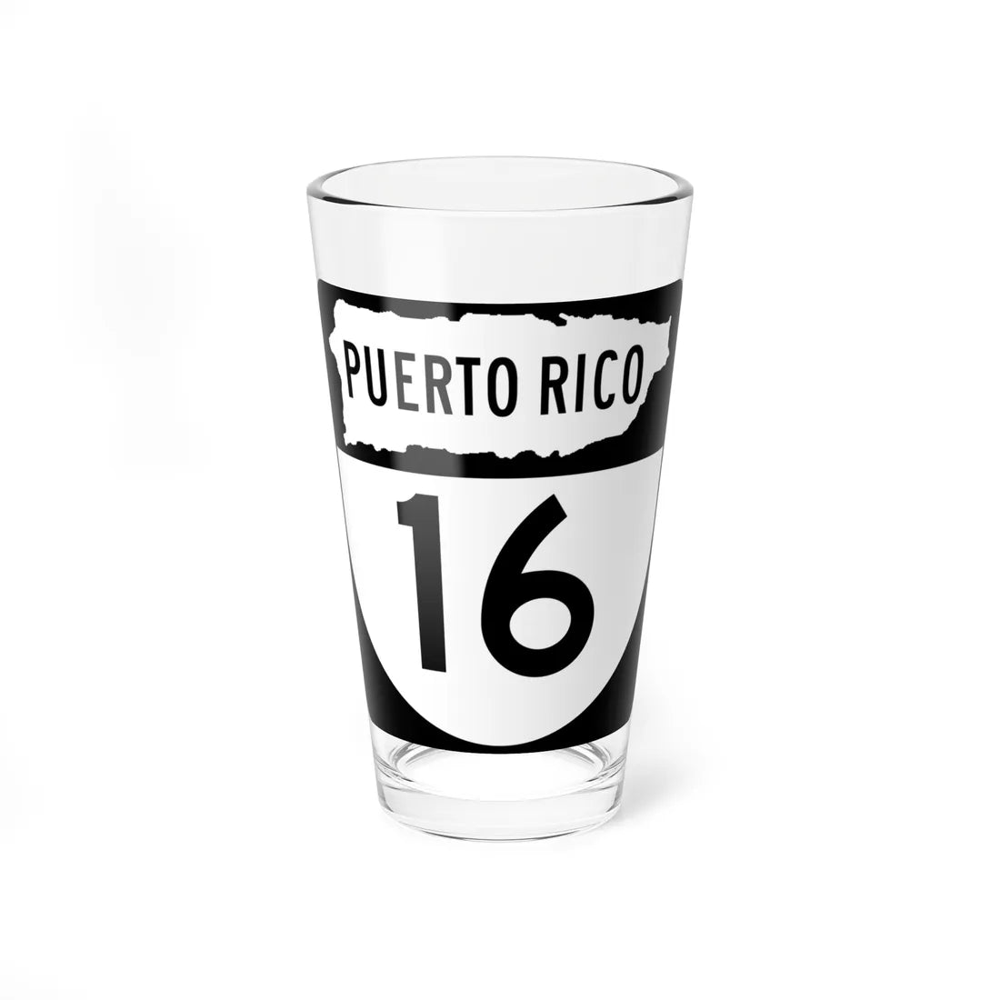PR old 16 (Puerto Rico) (Road Sign) Pint Glass 16oz - Go Mug Yourself
