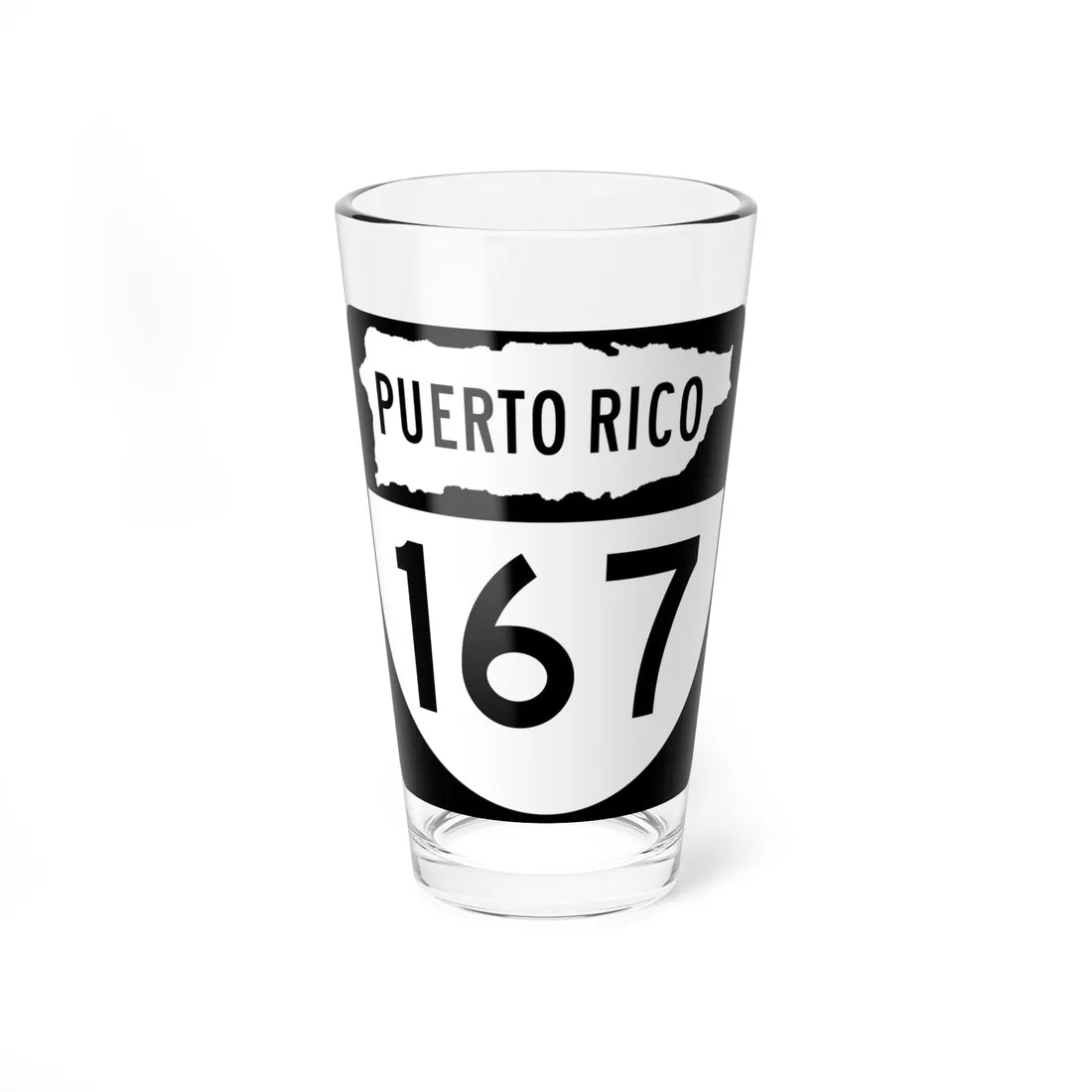 PR old 167 (Puerto Rico) (Road Sign) Pint Glass 16oz 16oz - Go Mug Yourself