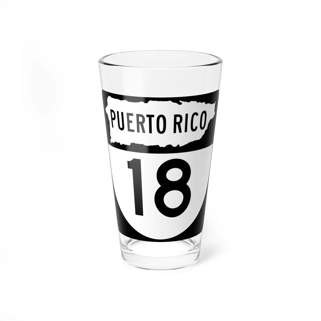 PR old 18 (Puerto Rico) (Road Sign) Pint Glass 16oz - Go Mug Yourself