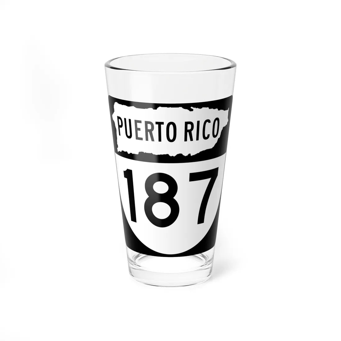 PR old 187 (Puerto Rico) (Road Sign) Pint Glass 16oz 16oz - Go Mug Yourself