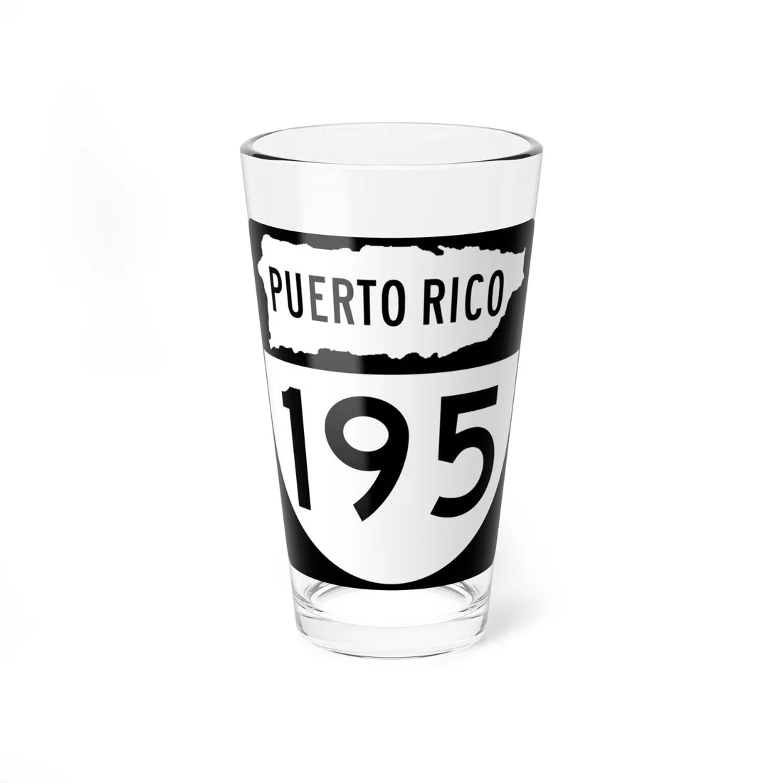 PR old 195 (Puerto Rico) (Road Sign) Pint Glass 16oz 16oz - Go Mug Yourself