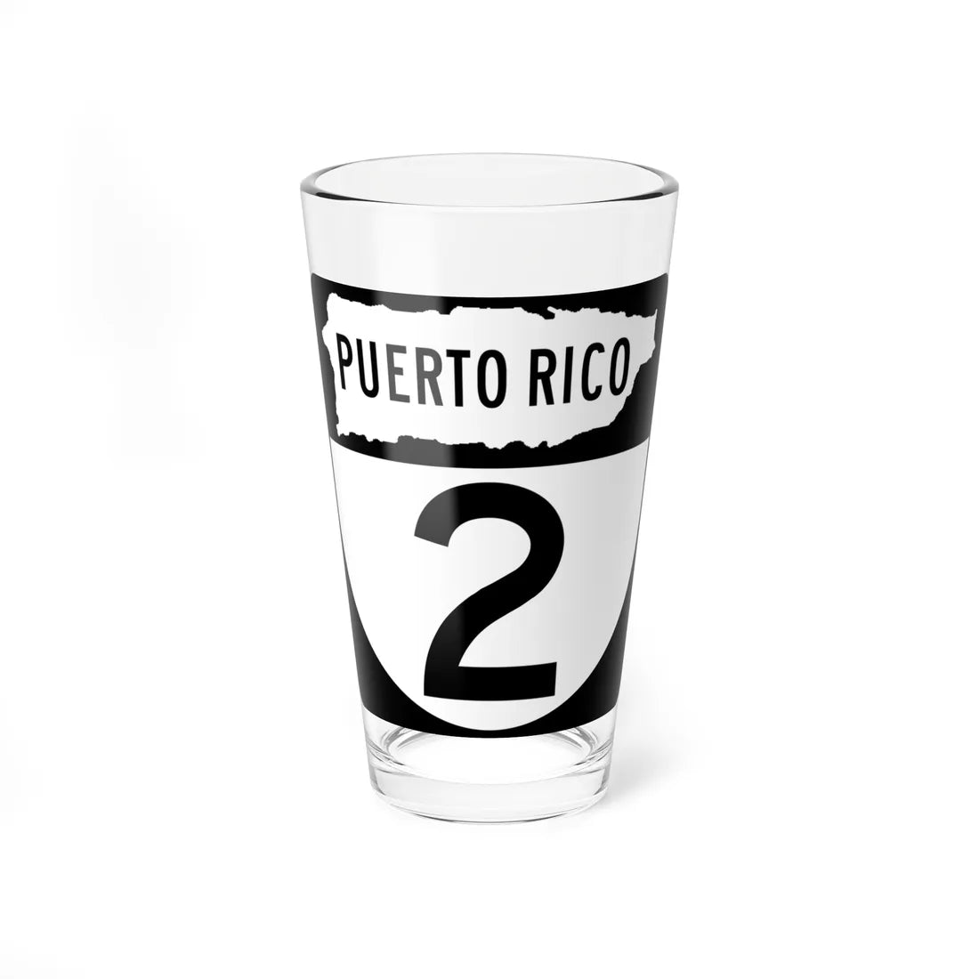 PR old 2 (Puerto Rico) (Road Sign) Pint Glass 16oz 16oz - Go Mug Yourself