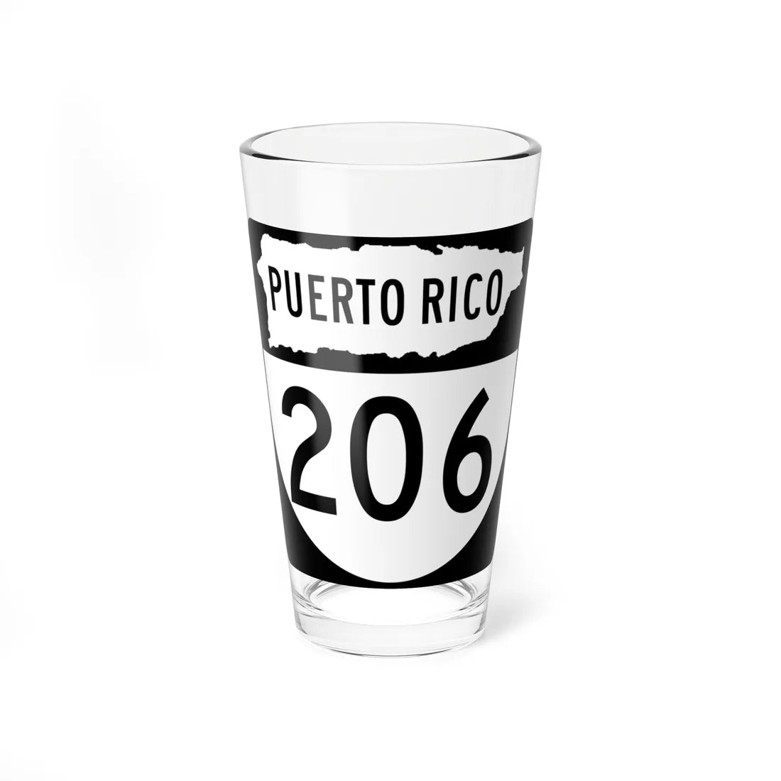 PR old 206 (Puerto Rico) (Road Sign) Pint Glass 16oz - Go Mug Yourself