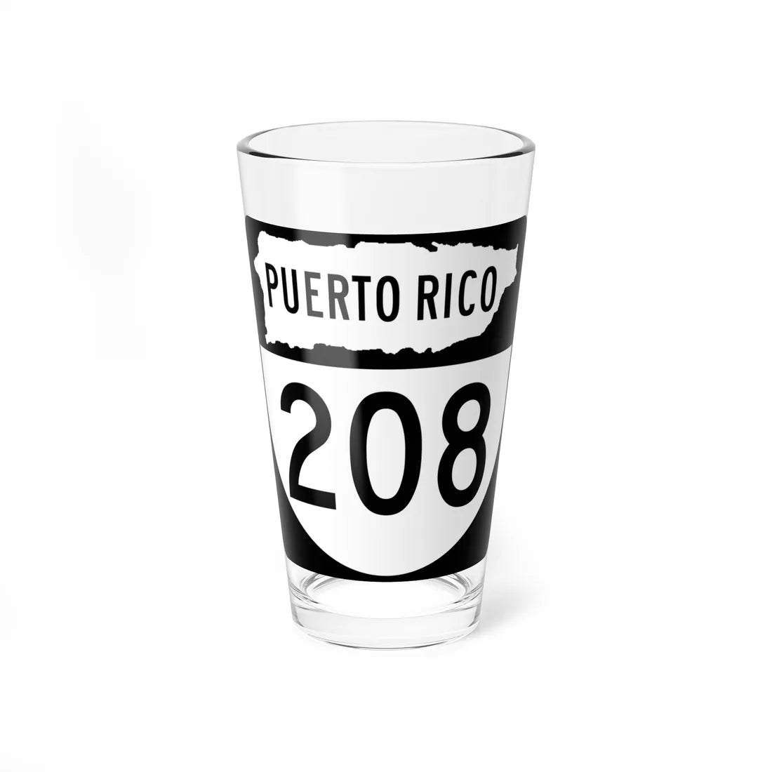 PR old 208 (Puerto Rico) (Road Sign) Pint Glass 16oz 16oz - Go Mug Yourself