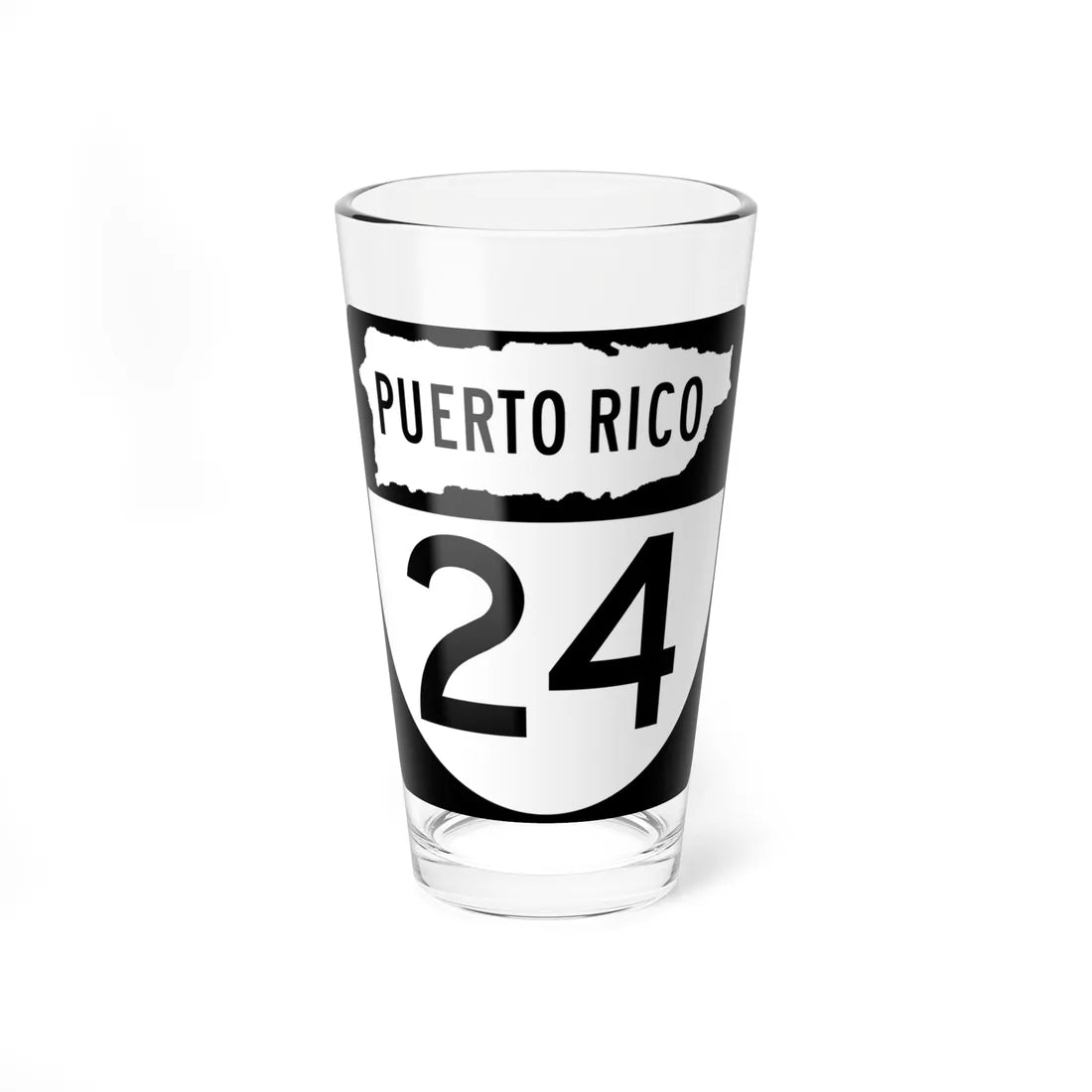 PR old 24 (Puerto Rico) (Road Sign) Pint Glass 16oz - Go Mug Yourself