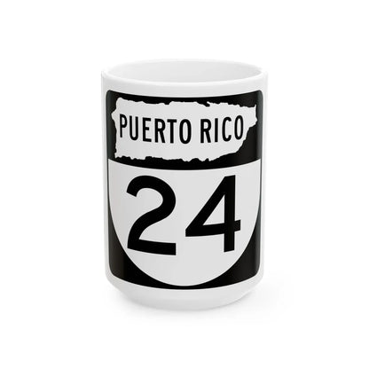 PR old 24 (Puerto Rico) (Road Sign) White Coffee Mug 15oz - Go Mug Yourself