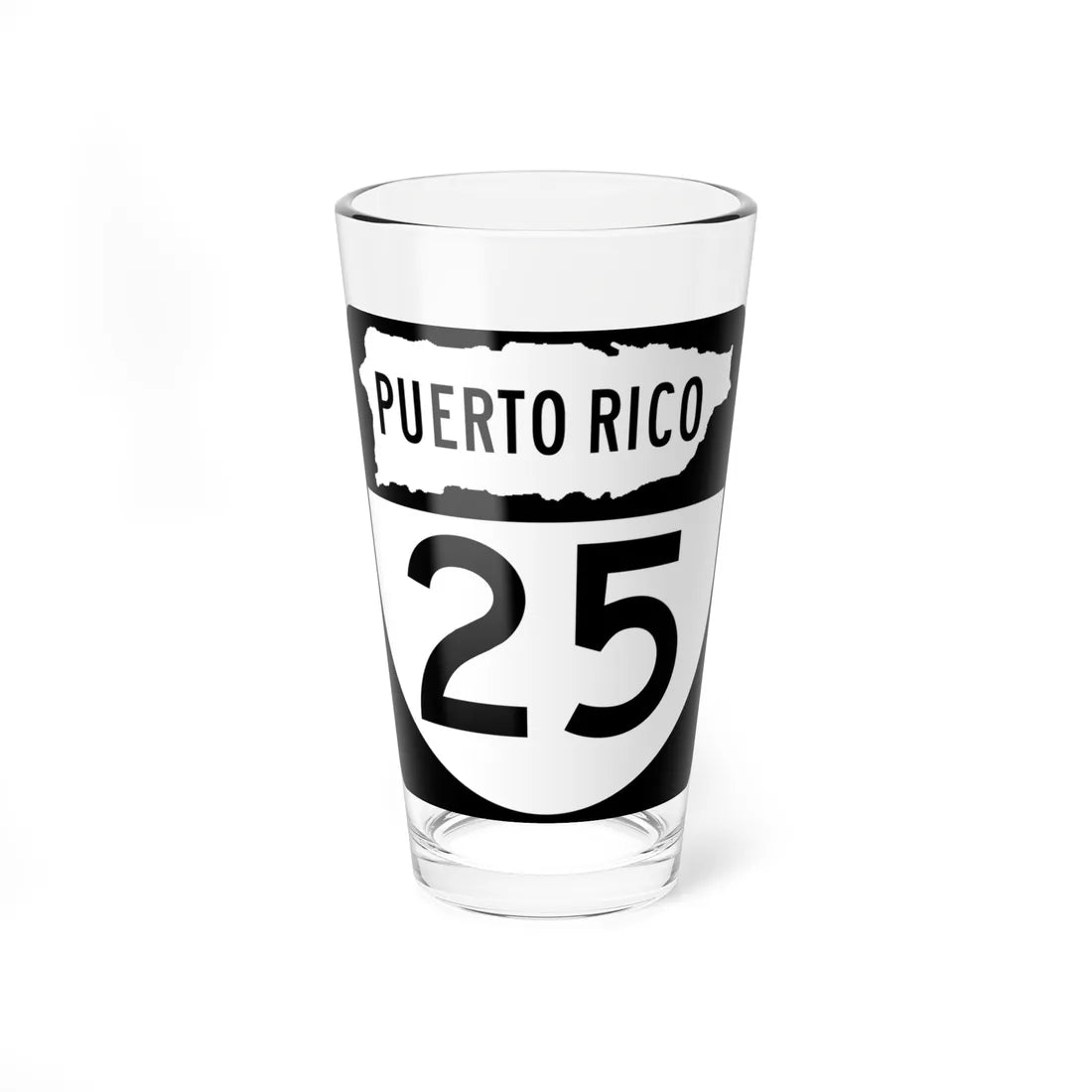 PR old 25 (Puerto Rico) (Road Sign) Pint Glass 16oz 16oz - Go Mug Yourself