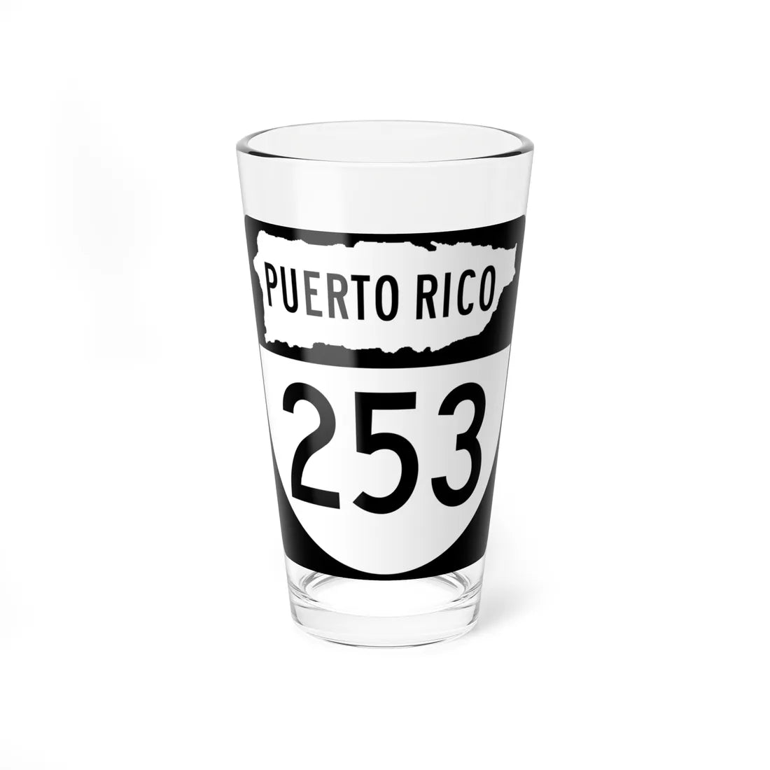 PR old 253 (Puerto Rico) (Road Sign) Pint Glass 16oz 16oz - Go Mug Yourself