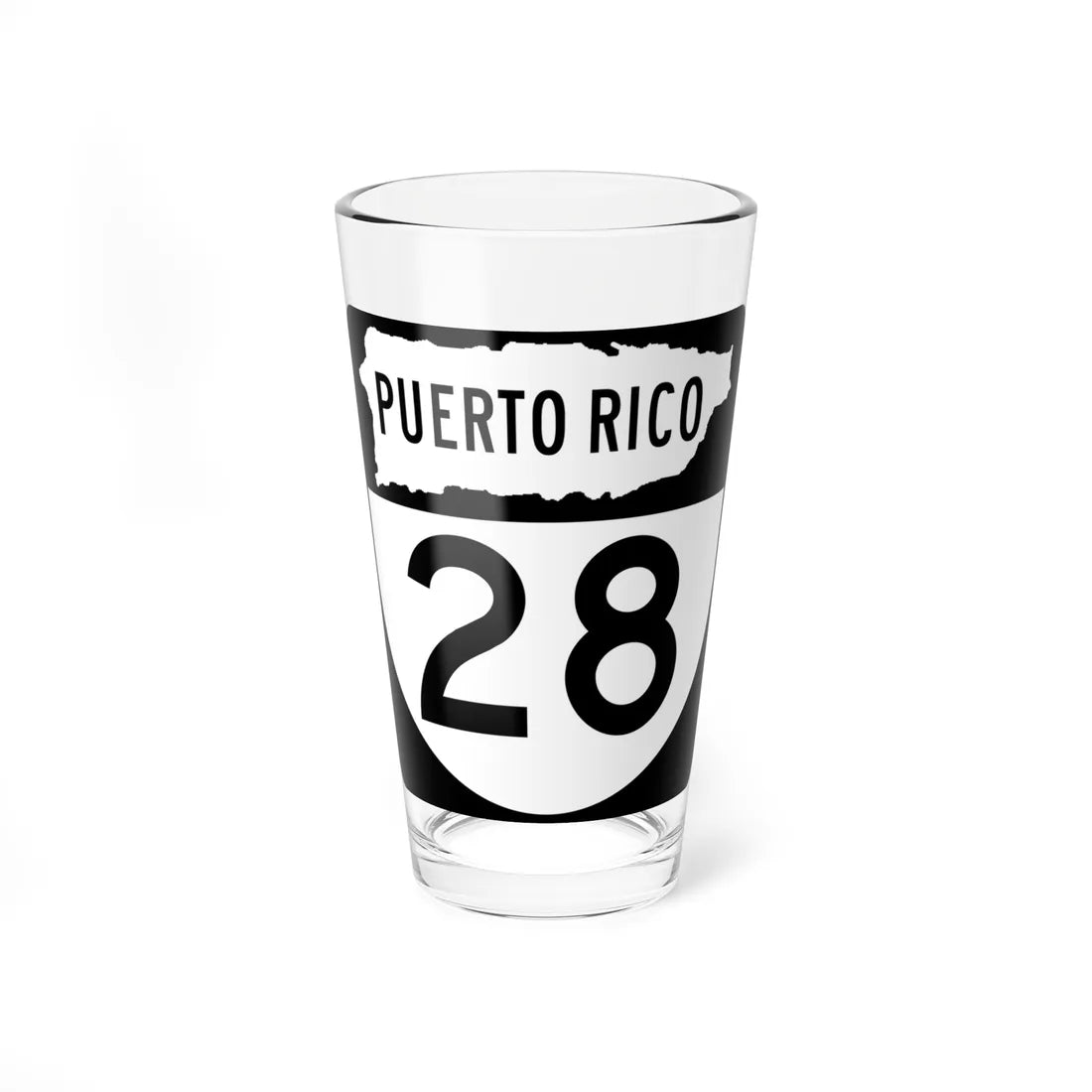 PR old 28 (Puerto Rico) (Road Sign) Pint Glass 16oz 16oz - Go Mug Yourself