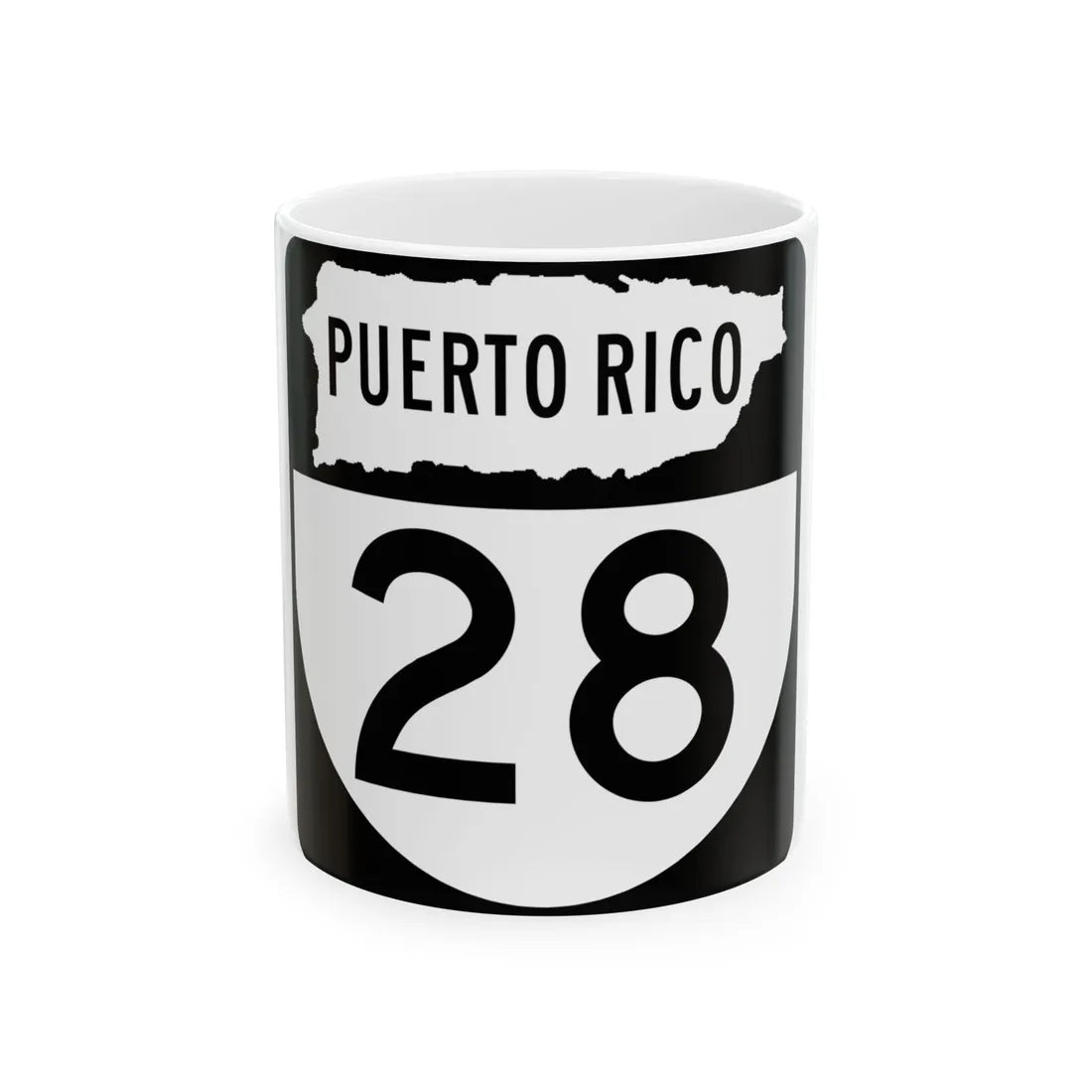 PR old 28 (Puerto Rico) (Road Sign) White Coffee Mug 11oz - Go Mug Yourself