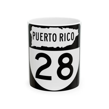 PR old 28 (Puerto Rico) (Road Sign) White Coffee Mug 11oz - Go Mug Yourself