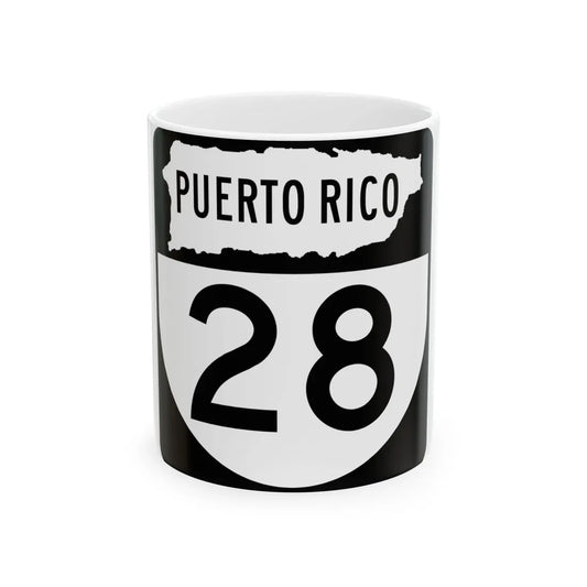 PR old 28 (Puerto Rico) (Road Sign) White Coffee Mug 11oz - Go Mug Yourself