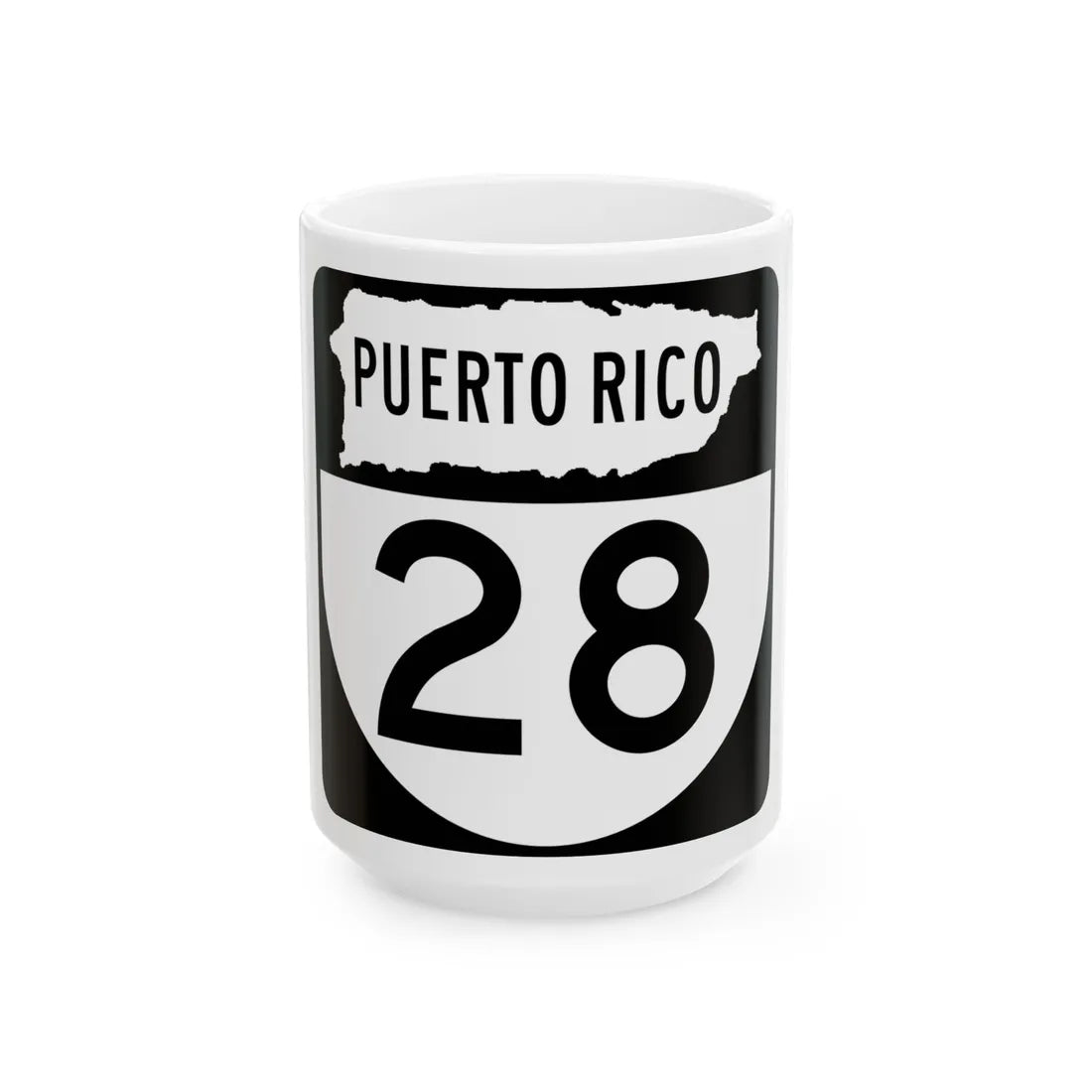 PR old 28 (Puerto Rico) (Road Sign) White Coffee Mug 15oz - Go Mug Yourself