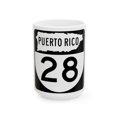 PR old 28 (Puerto Rico) (Road Sign) White Coffee Mug 15oz - Go Mug Yourself