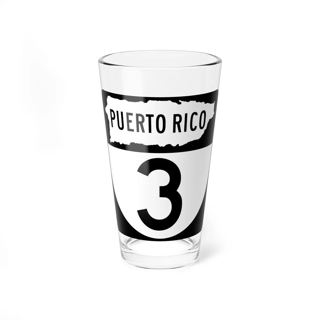 PR old 3 (Puerto Rico) (Road Sign) Pint Glass 16oz 16oz - Go Mug Yourself