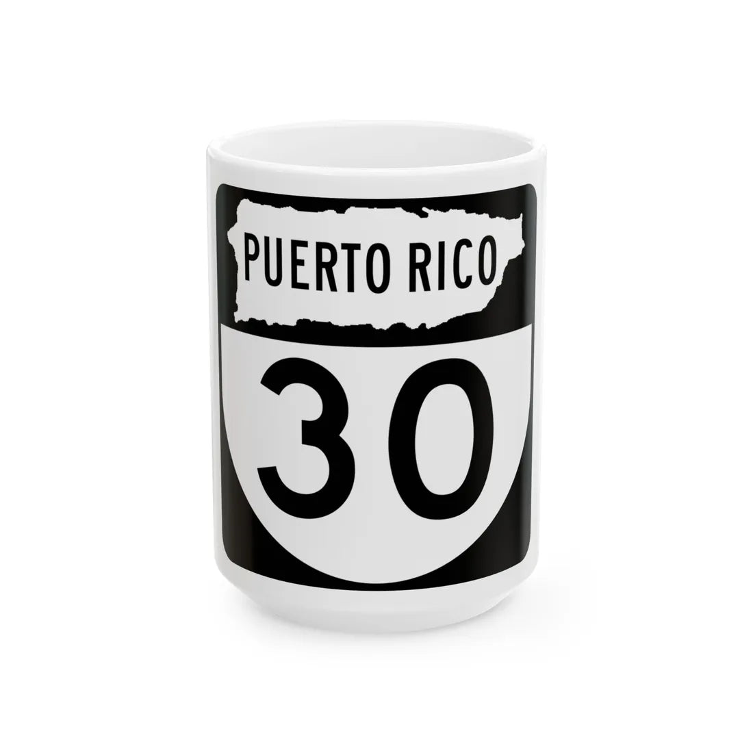PR old 30 (Puerto Rico) (Road Sign) White Coffee Mug 15oz - Go Mug Yourself