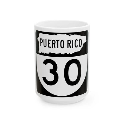 PR old 30 (Puerto Rico) (Road Sign) White Coffee Mug 15oz - Go Mug Yourself