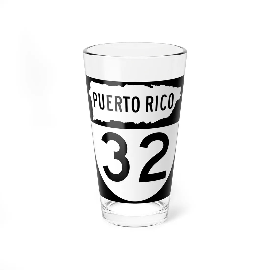 PR old 32 (Puerto Rico) (Road Sign) Pint Glass 16oz 16oz - Go Mug Yourself