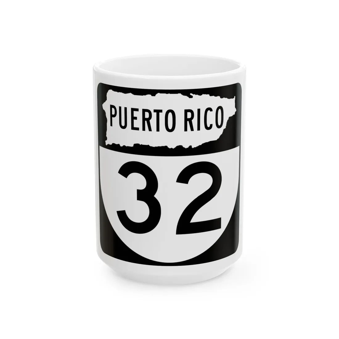 PR old 32 (Puerto Rico) (Road Sign) White Coffee Mug 15oz - Go Mug Yourself