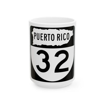 PR old 32 (Puerto Rico) (Road Sign) White Coffee Mug 15oz - Go Mug Yourself