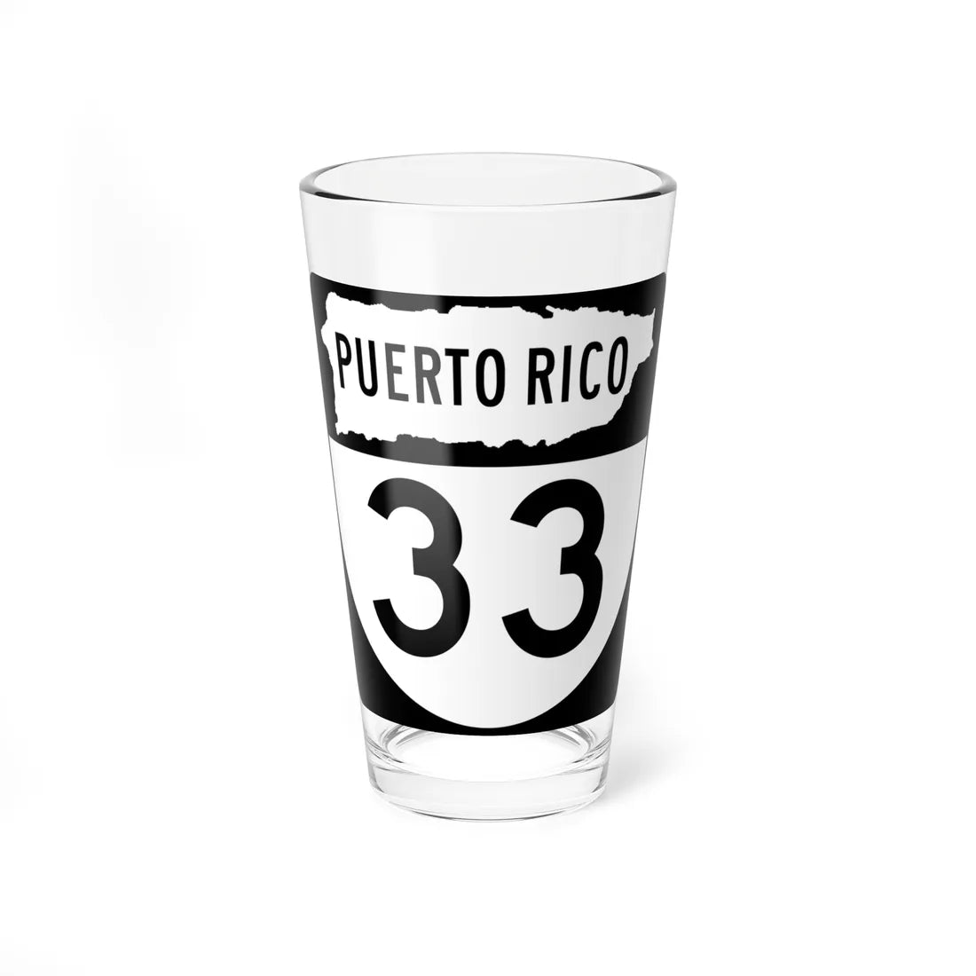 PR old 33 (Puerto Rico) (Road Sign) Pint Glass 16oz 16oz - Go Mug Yourself