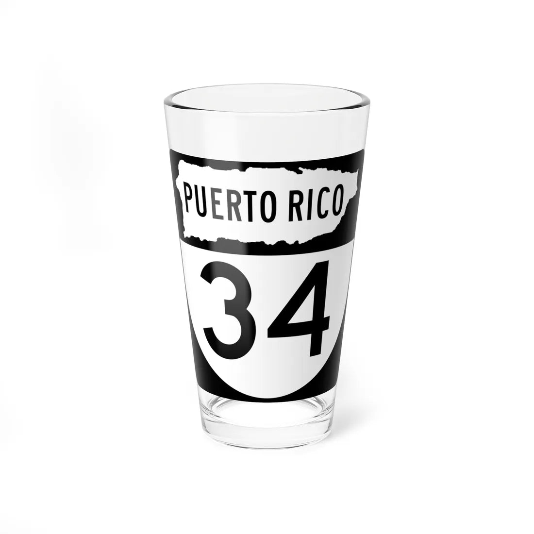 PR old 34 (Puerto Rico) (Road Sign) Pint Glass 16oz 16oz - Go Mug Yourself