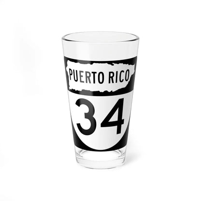 PR old 34 (Puerto Rico) (Road Sign) Pint Glass 16oz 16oz - Go Mug Yourself