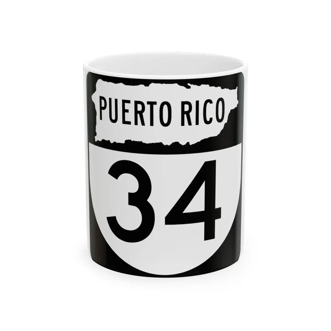 PR old 34 (Puerto Rico) (Road Sign) White Coffee Mug 11oz - Go Mug Yourself