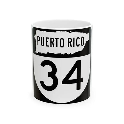 PR old 34 (Puerto Rico) (Road Sign) White Coffee Mug 11oz - Go Mug Yourself