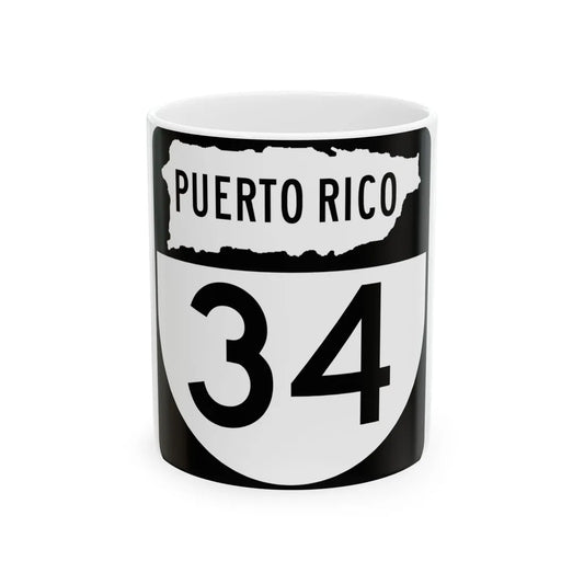 PR old 34 (Puerto Rico) (Road Sign) White Coffee Mug 11oz - Go Mug Yourself