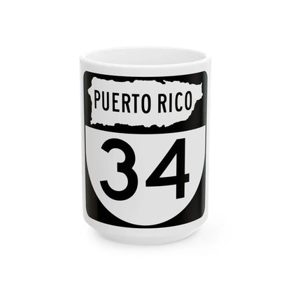 PR old 34 (Puerto Rico) (Road Sign) White Coffee Mug 15oz - Go Mug Yourself