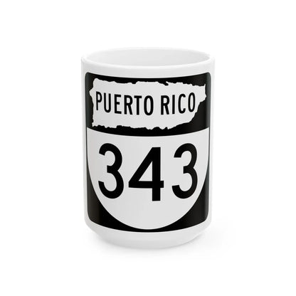 PR old 343 (Puerto Rico) (Road Sign) White Coffee Mug 15oz - Go Mug Yourself
