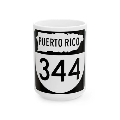 PR old 344 (Puerto Rico) (Road Sign) White Coffee Mug 15oz - Go Mug Yourself