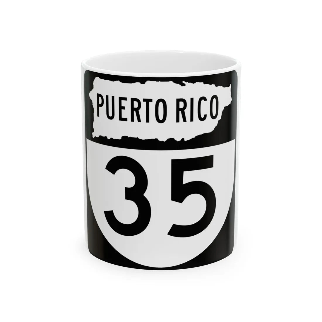PR old 35 (Puerto Rico) (Road Sign) White Coffee Mug 11oz - Go Mug Yourself