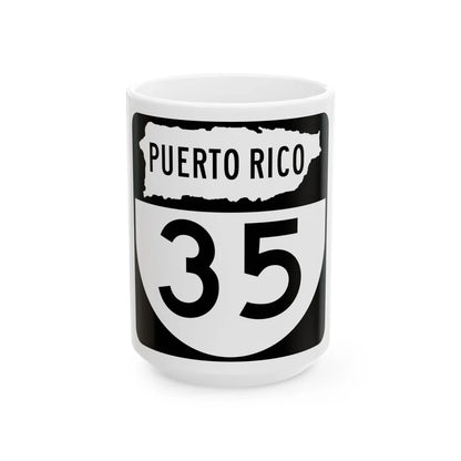 PR old 35 (Puerto Rico) (Road Sign) White Coffee Mug 15oz - Go Mug Yourself