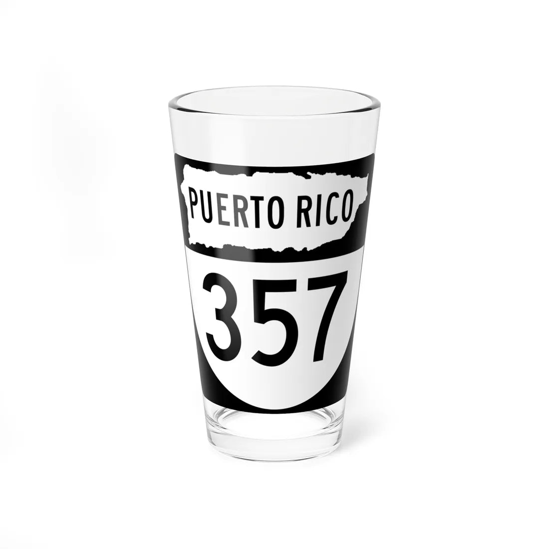 PR old 357 (Puerto Rico) (Road Sign) Pint Glass 16oz 16oz - Go Mug Yourself