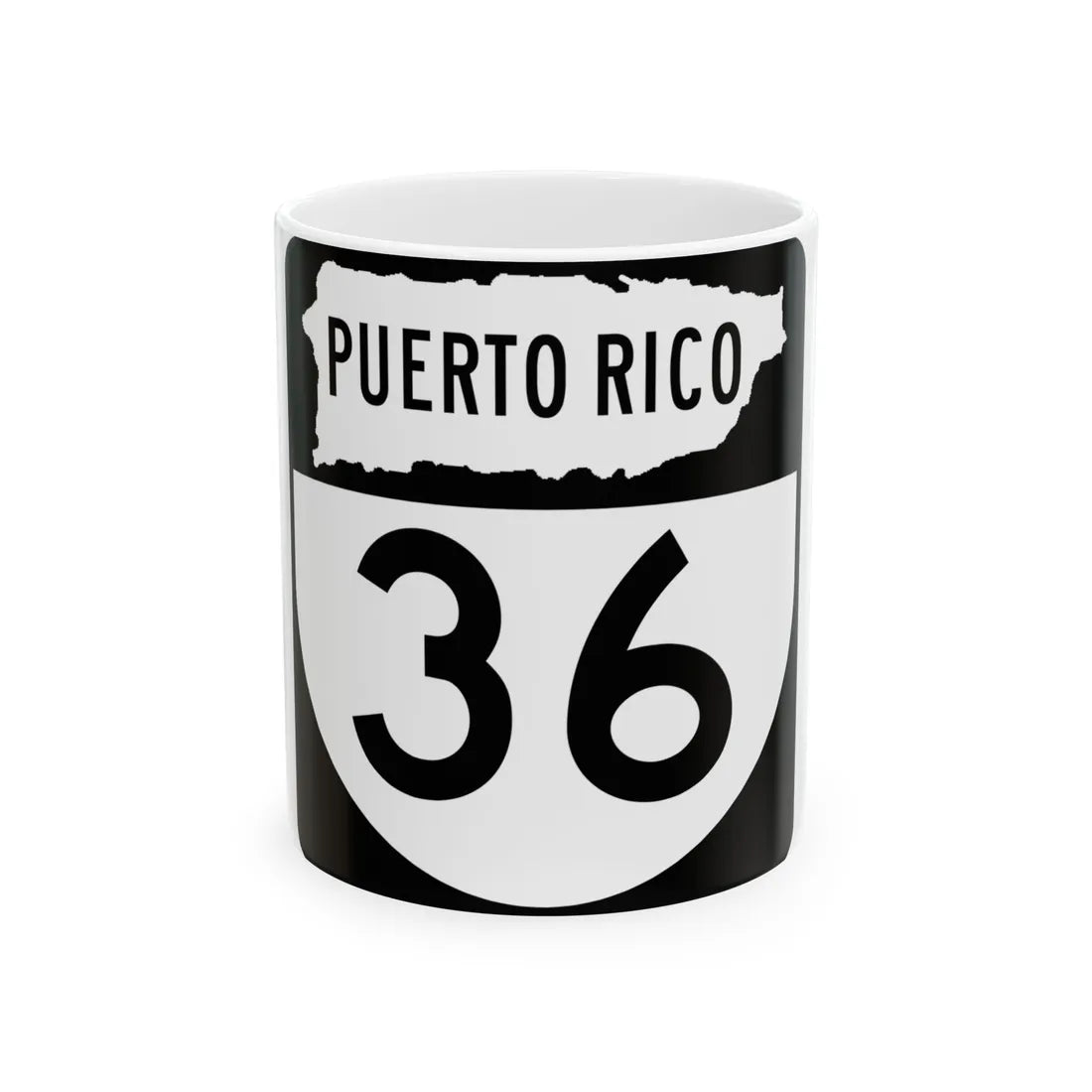 PR old 36 (Puerto Rico) (Road Sign) White Coffee Mug 11oz - Go Mug Yourself