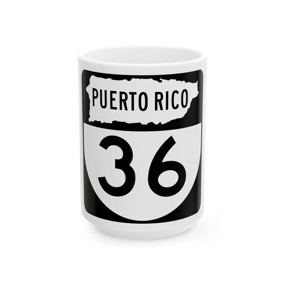 PR old 36 (Puerto Rico) (Road Sign) White Coffee Mug 15oz - Go Mug Yourself