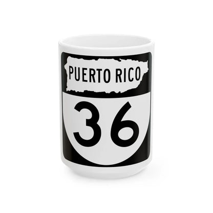 PR old 36 (Puerto Rico) (Road Sign) White Coffee Mug 15oz - Go Mug Yourself