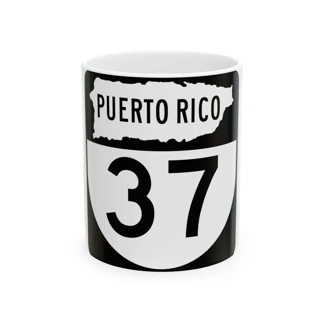 PR old 37 (Puerto Rico) (Road Sign) White Coffee Mug 11oz - Go Mug Yourself
