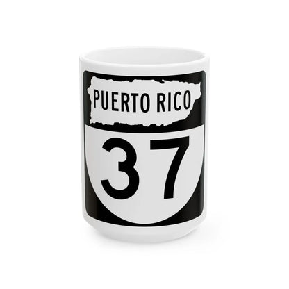 PR old 37 (Puerto Rico) (Road Sign) White Coffee Mug 15oz - Go Mug Yourself
