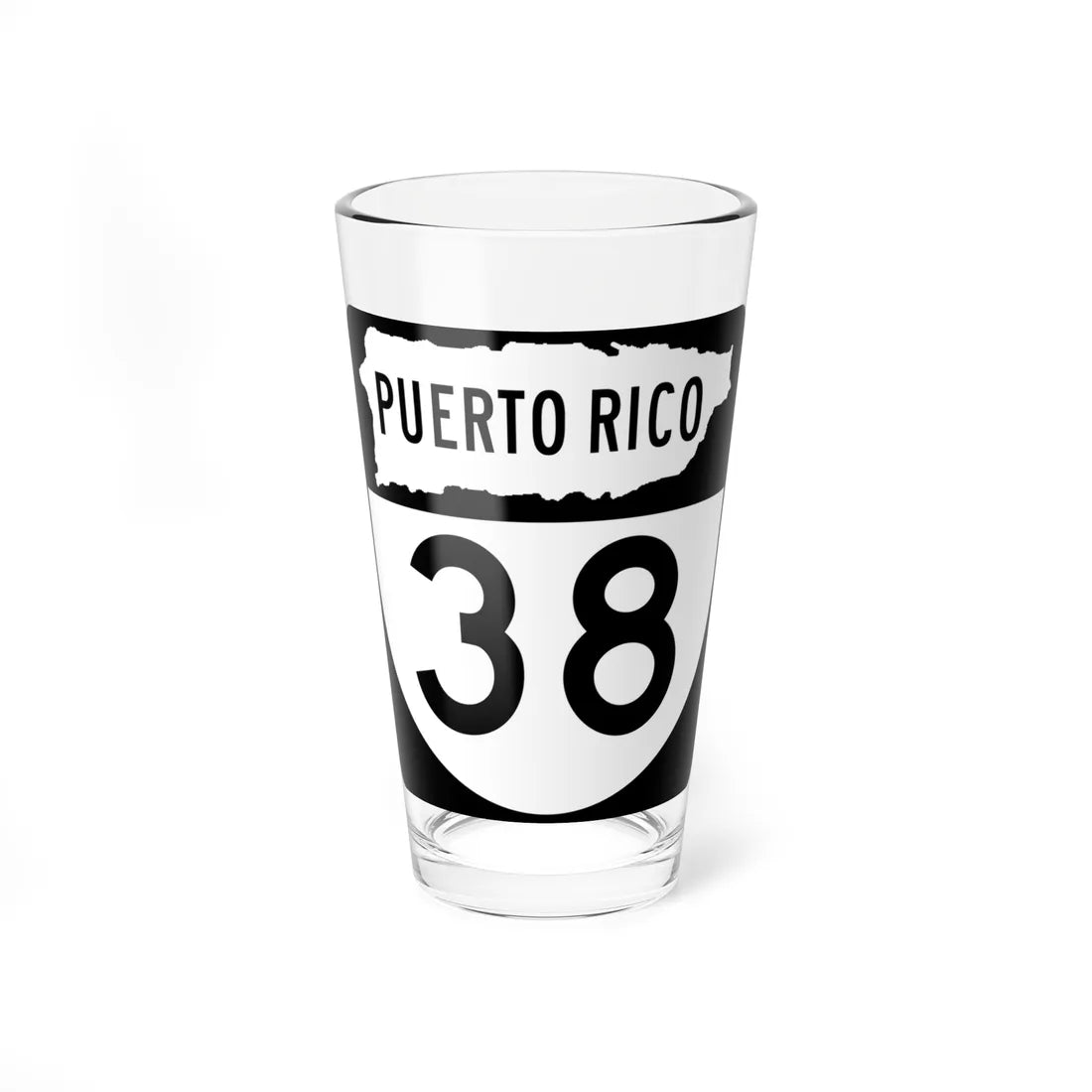 PR old 38 (Puerto Rico) (Road Sign) Pint Glass 16oz 16oz - Go Mug Yourself
