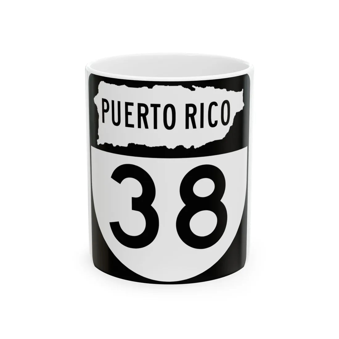 PR old 38 (Puerto Rico) (Road Sign) White Coffee Mug 11oz - Go Mug Yourself
