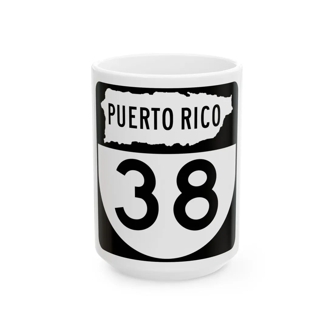 PR old 38 (Puerto Rico) (Road Sign) White Coffee Mug 15oz - Go Mug Yourself