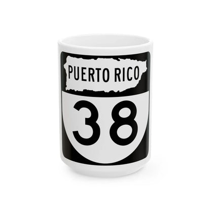 PR old 38 (Puerto Rico) (Road Sign) White Coffee Mug 15oz - Go Mug Yourself