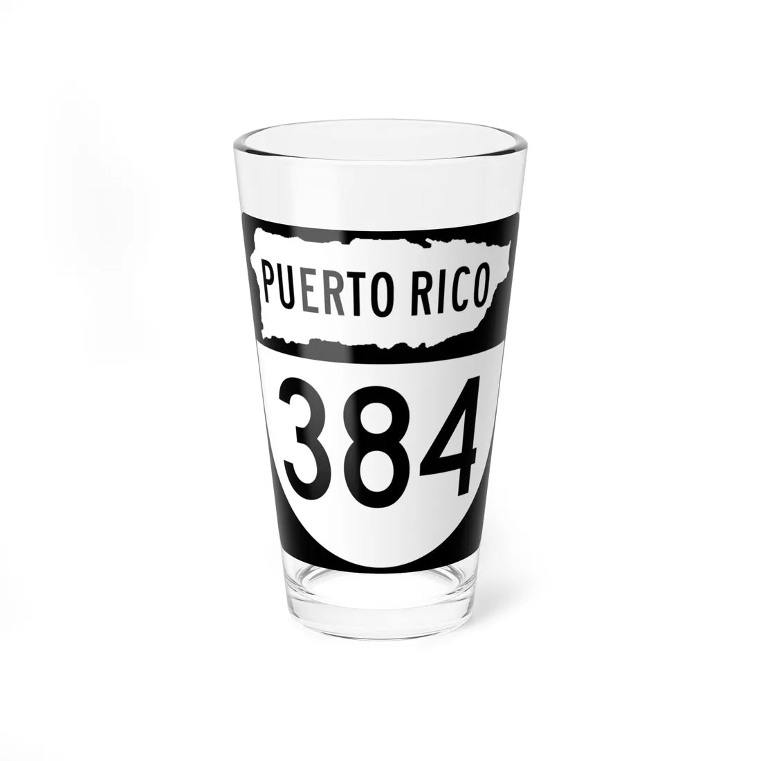 PR old 384 (Puerto Rico) (Road Sign) Pint Glass 16oz 16oz - Go Mug Yourself