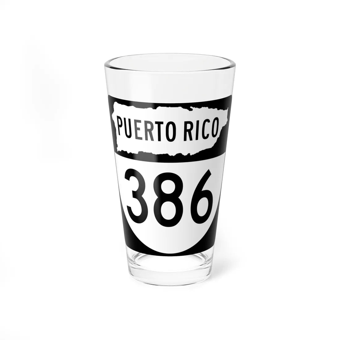 PR old 386 (Puerto Rico) (Road Sign) Pint Glass 16oz 16oz - Go Mug Yourself
