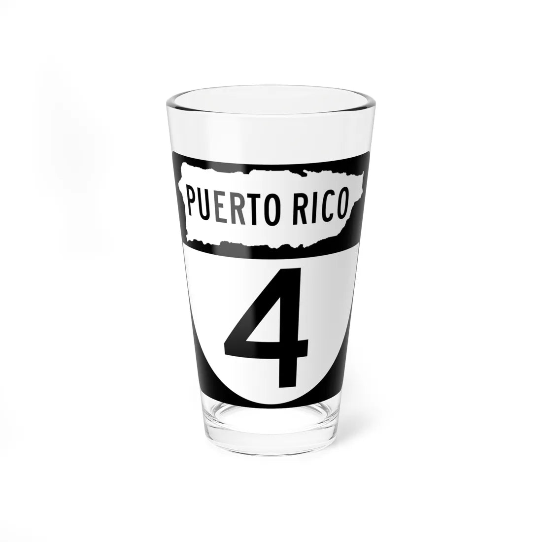 PR old 4 (Puerto Rico) (Road Sign) Pint Glass 16oz 16oz - Go Mug Yourself