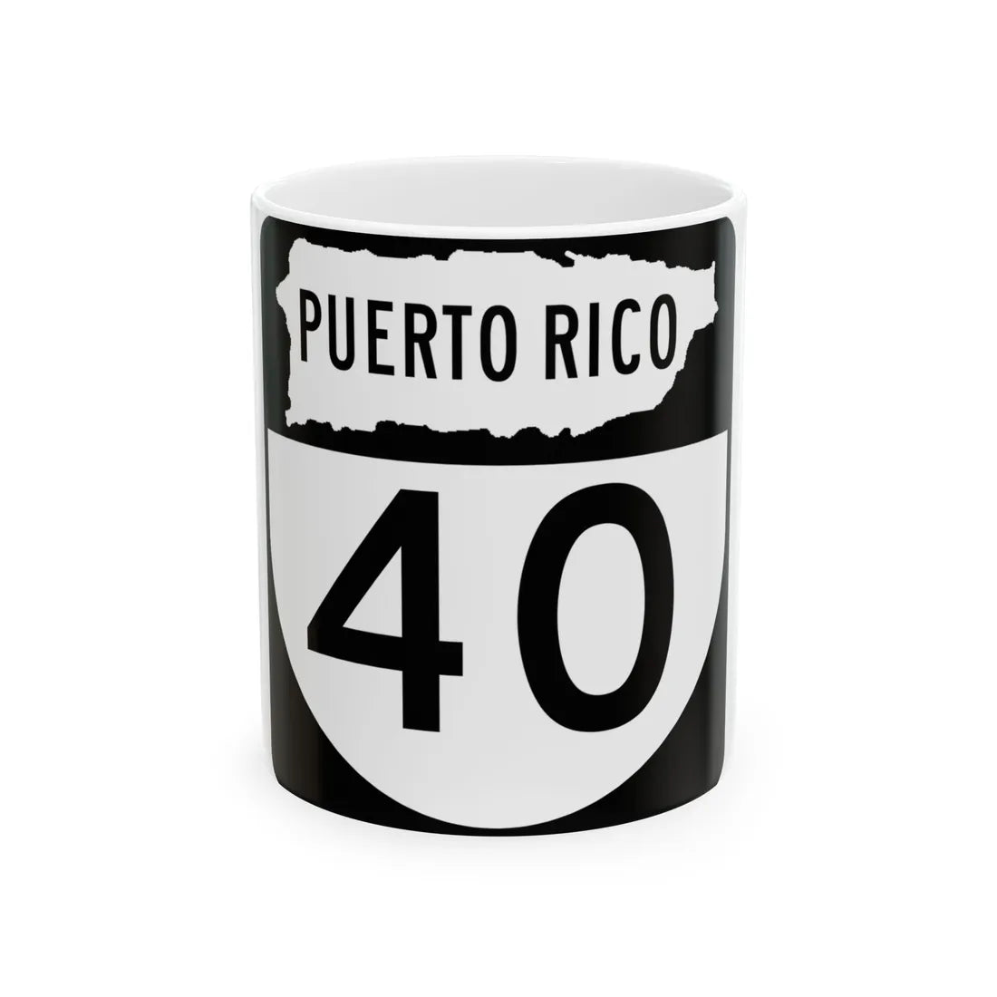 PR old 40 (Puerto Rico) (Road Sign) White Coffee Mug 11oz - Go Mug Yourself